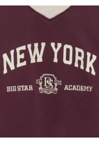 Big-Star - bluza dziewczęca z kontrastowym wykończeniem bordowa ariadna 604. Kolor: czerwony. Materiał: dzianina. Wzór: haft, nadruk, paski. Styl: sportowy #2