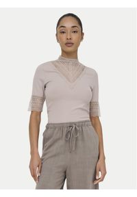 only - ONLY Bluzka Tilde 15335353 Beżowy Slim Fit. Kolor: beżowy. Materiał: wiskoza #1