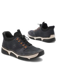 Niebieskie Półbuty Rieker Modne Obuwie Damskie. Okazja: na co dzień. Kolor: niebieski. Materiał: skóra, materiał. Szerokość cholewki: normalna #4