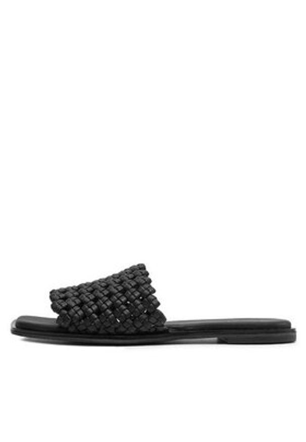 Calvin Klein Klapki Flat Slide Latt HW0HW02143 Czarny. Kolor: czarny. Materiał: skóra