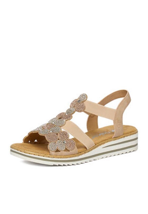 Rieker Sandały CEO-V0613-90 Beżowy. Kolor: beżowy. Materiał: skóra