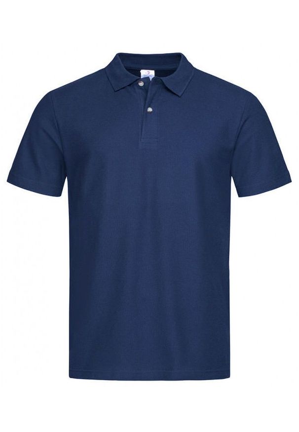 Niebieski t-shirt Stedman na co dzień, z krótkim rękawem, polo, krótki