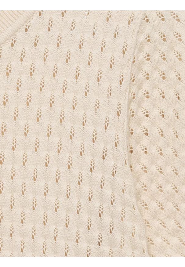 Big-Star - Sweter damski ażurowy z krótkim rękawem perłowy Diona 103. Okazja: na co dzień. Kolor: kremowy. Materiał: tkanina, dzianina, denim, bawełna. Długość rękawa: krótki rękaw. Długość: krótkie. Wzór: ażurowy. Styl: casual, klasyczny