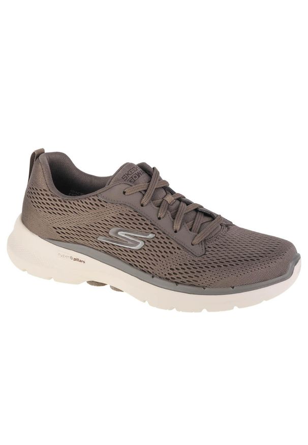 skechers - Buty sportowe Sneakersy męskie, Skechers Go Walk 6 Avalo. Kolor: beżowy, brązowy. Sport: turystyka piesza