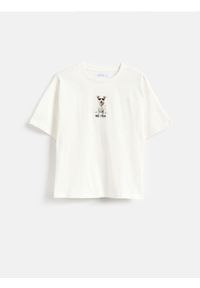 Reserved - T-shirt z nadrukiem - złamana biel. Materiał: bawełna. Wzór: nadruk #1