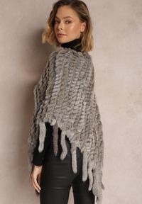 Renee - Jasnoszare Ponczo Futrzane Gringo. Kolor: szary. Materiał: futro #5