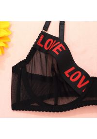 Intica - Komplet bielizny z napisem LOVE ultracienki Ingelise. Kolor: czarny. Materiał: materiał, skóra. Długość: krótkie. Wzór: napisy #2