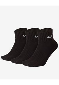 Nike 3PPK VALUE COTTON QUARTER Skarpety unisex. Kolor: czarny. Materiał: dzianina, bawełna, materiał
