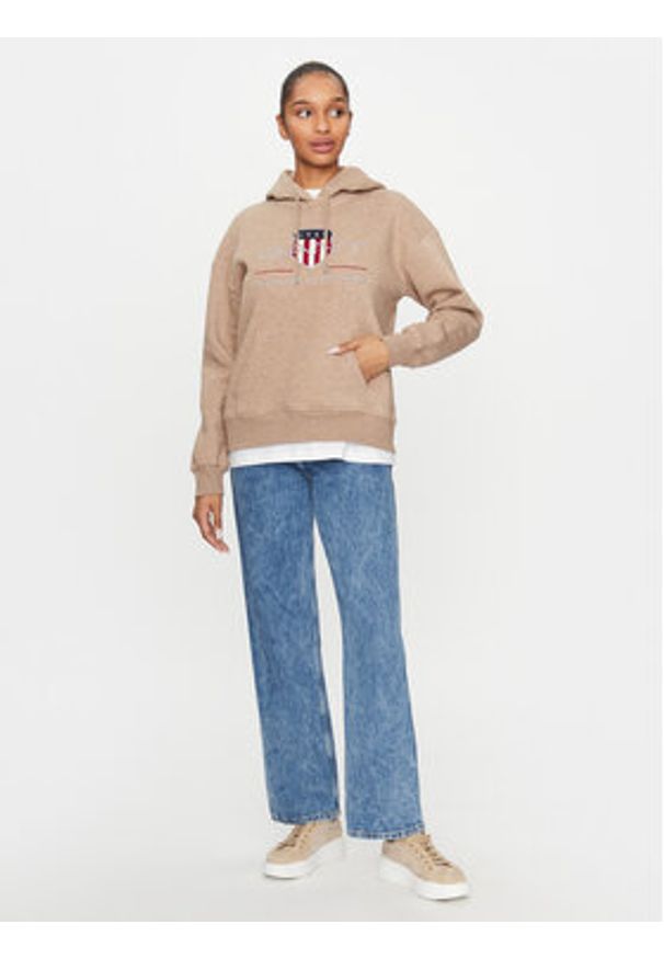 GANT - Gant Bluza Archive Shield 4204567 Brązowy Relaxed Fit. Kolor: brązowy. Materiał: bawełna