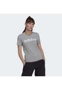 Adidas - T-shirt damski z logo adidas Essentials. Kolor: szary, biały, wielokolorowy. Sport: taniec, joga i pilates