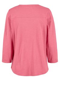 Shirt z dekoltem henley, rękawy 3/4, bawełna organiczna bonprix pastelowy dymny różowy. Typ kołnierza: typu henley. Kolor: różowy. Materiał: bawełna #1