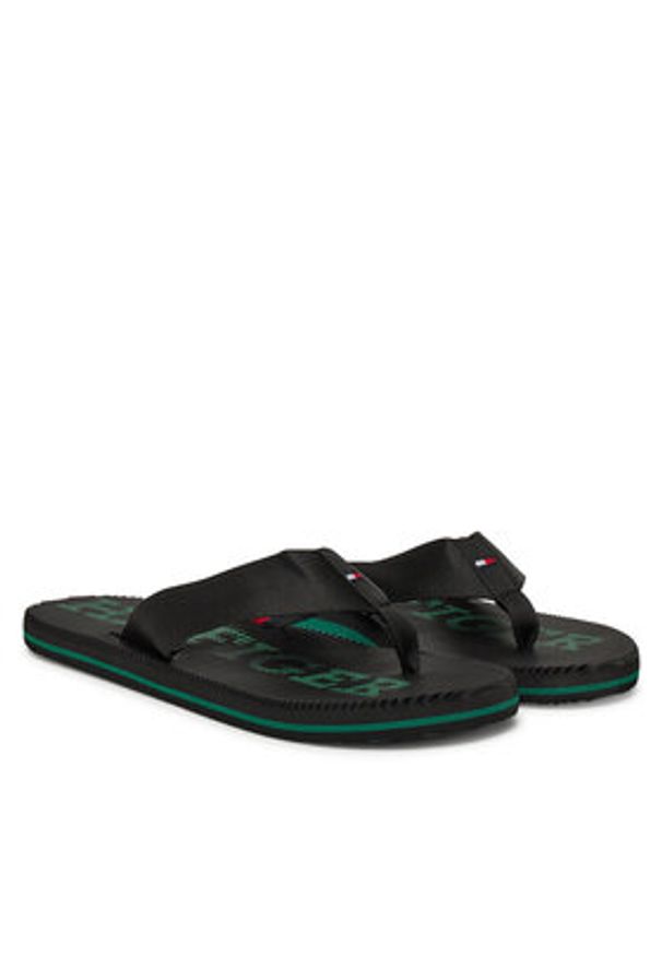 TOMMY HILFIGER - Tommy Hilfiger Japonki Massage Beach Sandal FM0FM05443 Czarny. Kolor: czarny. Materiał: materiał