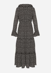 Born2be - Czarna Rozkloszowana Sukienka VICES z Falbankami Ativita. Okazja: na co dzień, do pracy, na spotkanie biznesowe. Typ kołnierza: kołnierz z falbankami. Kolor: czarny. Styl: biznesowy, casual, elegancki #7