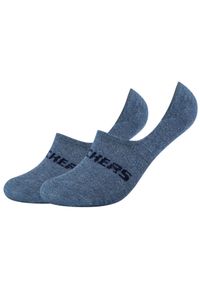 skechers - Skarpetki sportowe dla dorosłych 2PPK Mesh Ventilation Footies Socks. Kolor: wielokolorowy, niebieski, szary. Materiał: poliamid, bawełna, elastan, mesh. Sport: bieganie #1