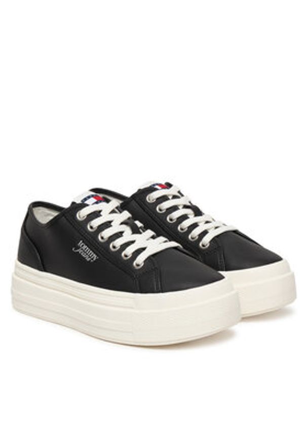 Tommy Jeans Sneakersy Tjw Flatform Sneaker Ltr EN0EN02964 Czarny. Kolor: czarny. Materiał: skóra