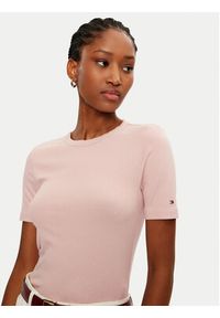 TOMMY HILFIGER - Tommy Hilfiger T-Shirt WW0WW43918 Różowy Slim Fit. Kolor: różowy. Materiał: wiskoza #2