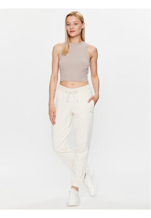 Guess Top Edie V3GP19 K8RT2 Beżowy Slim Fit. Kolor: beżowy. Materiał: wiskoza