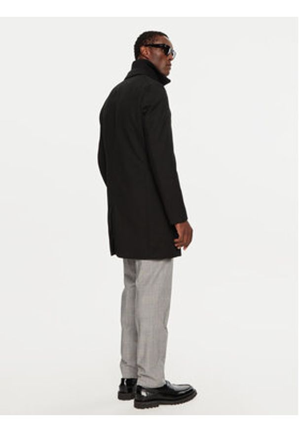 BOSS - Boss Płaszcz wełniany H-Hyde 50502255 Czarny Slim Fit. Kolor: czarny. Materiał: syntetyk