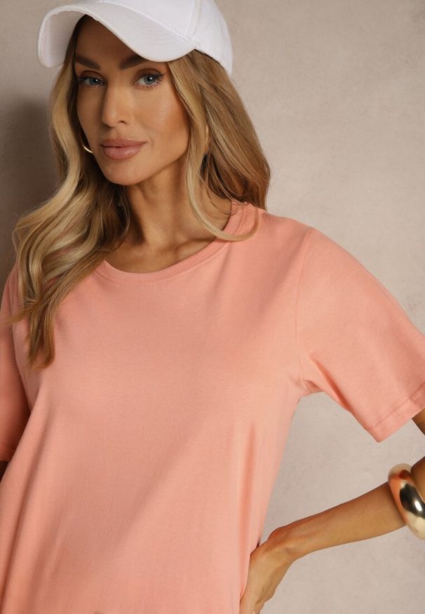 Renee - Różowy Basicowy T-shirt z Bawełny Fevarisse. Okazja: na co dzień. Kolor: różowy. Materiał: bawełna. Styl: klasyczny, casual