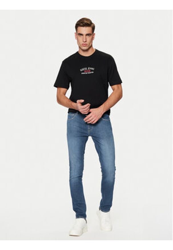Guess Jeans T-Shirt M5RI77 K8FQ4 Czarny Regular Fit. Kolor: czarny. Materiał: bawełna
