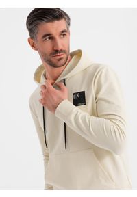 Ombre Clothing - Męski komplet dresowy bluza z kapturem + spodnie dresowe - kremowy V2 - Rozmiar: XXL. Okazja: na co dzień. Typ kołnierza: kaptur. Kolor: kremowy. Materiał: dresówka. Styl: casual #5