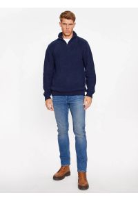 Wrangler - WRANGLER HALF ZIP KNIT MĘSKI SWETER ELEGANCKI CIEPŁY NAVY 112343094 W8D0011976. Styl: elegancki #3