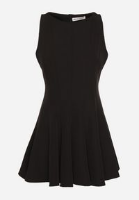 Born2be - Czarna Rozkloszowana Sukienka Ozdobiona Przeszyciami Evinini. Kolor: czarny. Wzór: aplikacja. Styl: klasyczny, elegancki #4