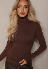 Renee - Brązowy Golf z Wełną i Kaszmirem o Klasycznym Fasonie Rosalins. Okazja: na co dzień. Typ kołnierza: golf. Kolor: brązowy. Materiał: wełna, kaszmir. Styl: klasyczny #5