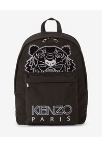 Kenzo - KENZO - Czarny plecak z haftowanym tygrysem. Kolor: czarny. Materiał: materiał. Wzór: haft #6
