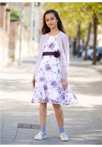 Sukienka dziewczęca na uroczyste okazje bonprix bez - ciemny lila. Kolor: fioletowy. Wzór: nadruk, aplikacja #3