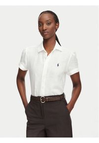 Polo Ralph Lauren Koszula 211973366505 Biały Regular Fit. Typ kołnierza: polo. Kolor: biały. Materiał: len #1