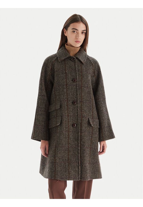 Weekend Max Mara Płaszcz wełniany Pitone 2525016112 Brązowy Regular Fit. Kolor: brązowy. Materiał: wełna