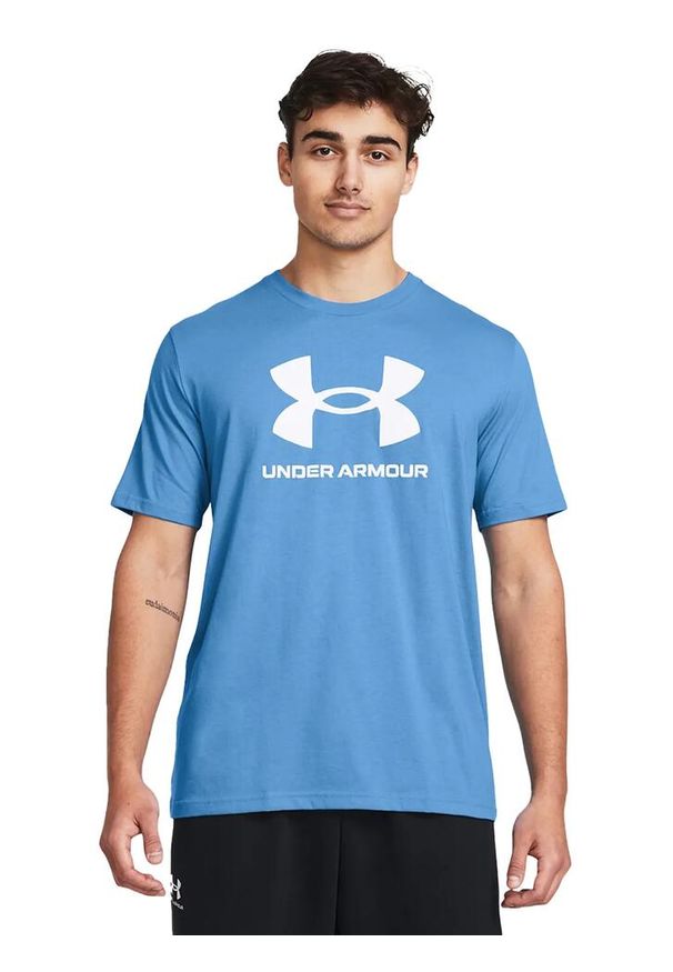 Koszulka fitness męska Under Armour t-shirt Logo Short. Kolor: niebieski. Długość rękawa: krótki rękaw. Długość: krótkie. Sport: fitness