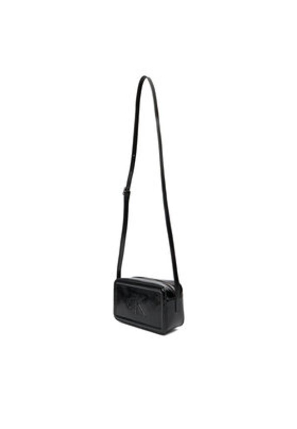 Calvin Klein Torebka Bold Ck Metallic Camera Bag LV04F3331G Czarny. Kolor: czarny. Materiał: skórzane
