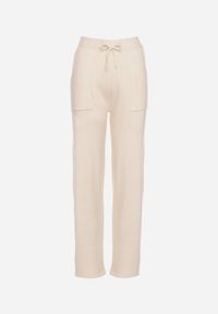 Born2be - Beżowe Sweterkowe Spodnie z Wełną z Ozdobnymi Kieszeniami Monilana. Okazja: na co dzień. Kolor: beżowy. Materiał: wełna. Styl: casual #4