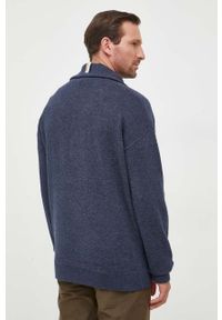 BOSS sweter z domieszką wełny męski kolor granatowy lekki z półgolfem. Kolor: niebieski. Materiał: wełna. Długość: krótkie #2