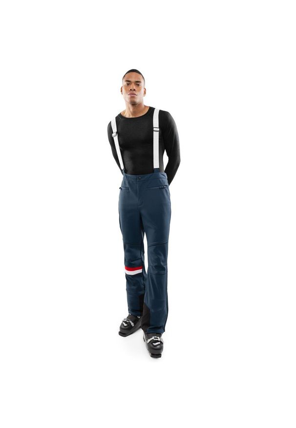 SIROKO - Męskie spodnie narciarskie retro z szelkami Siroko Parsenn Blue. Kolor: niebieski. Materiał: tkanina. Sezon: zima. Sport: narciarstwo