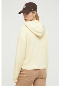 Tommy Jeans bluza damska kolor żółty z kapturem z nadrukiem. Typ kołnierza: kaptur. Kolor: żółty. Materiał: bawełna, dzianina. Długość rękawa: długi rękaw. Długość: długie. Wzór: nadruk #5