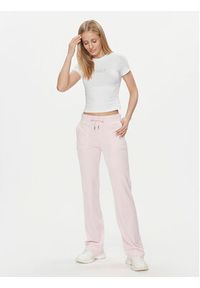 Juicy Couture T-Shirt Shrunken Diamante JCMCT223257 Biały Slim Fit. Kolor: biały. Materiał: bawełna