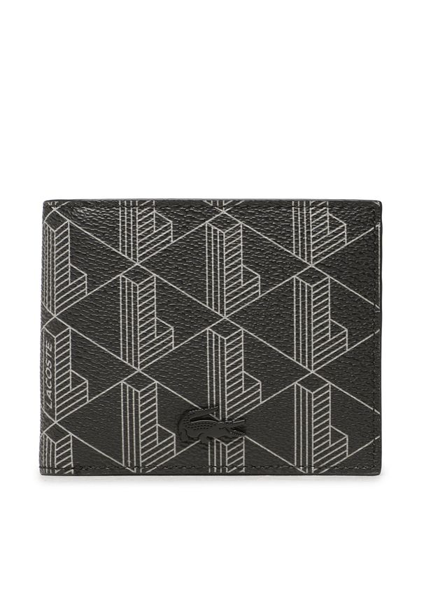 Duży Portfel Męski Lacoste S Billfold NH3697LX Monogram Noir Gris H45. Kolor: czarny. Materiał: skóra