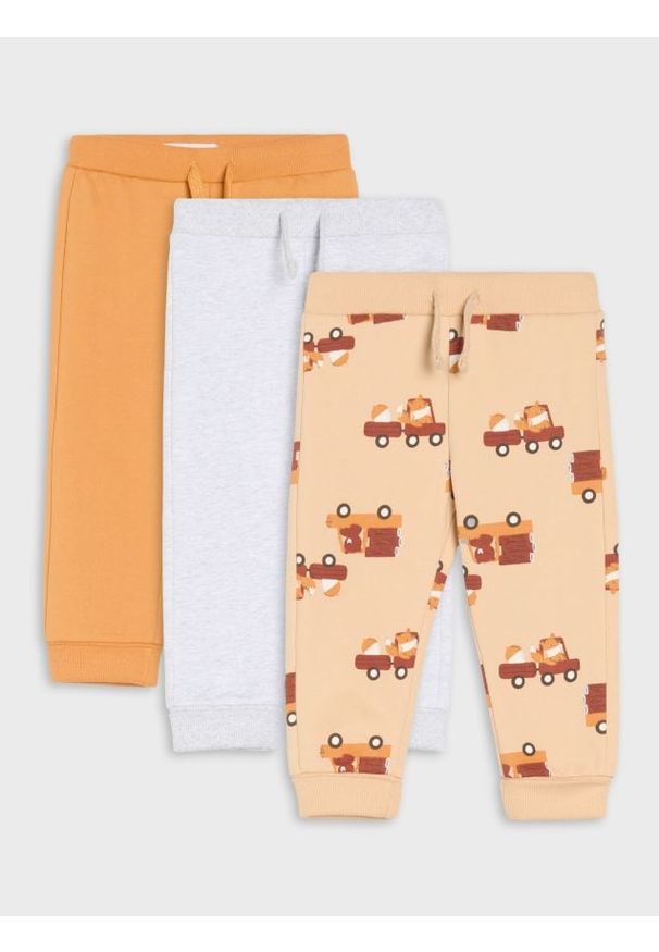 Sinsay - Bawełniane spodnie 3 pack - beżowy. Kolor: beżowy. Materiał: bawełna