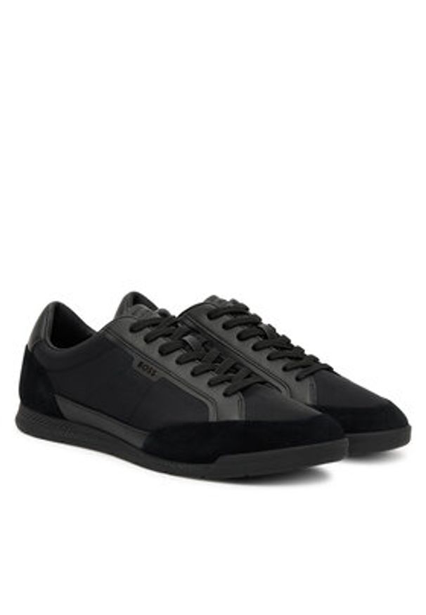 BOSS Sneakersy Nitan 50548864 Czarny. Kolor: czarny. Materiał: skóra, zamsz