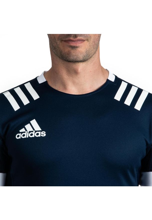Koszulka do rugby męska Adidas 3S. Materiał: materiał, poliester. Technologia: ClimaCool (Adidas). Wzór: paski