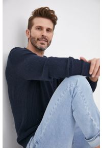 Sisley sweter bawełniany męski kolor granatowy lekki. Kolor: niebieski. Materiał: bawełna. Długość rękawa: długi rękaw. Długość: długie #4