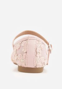 Born2be - Różowe Siateczkowe Balerinki z Paskiem z Klamerką Zdobione Kwiatowym Haftem Canlea. Okazja: na spacer, na co dzień, na uczelnię, na imprezę. Zapięcie: pasek. Kolor: różowy. Materiał: jeans. Wzór: aplikacja, haft, kwiaty. Styl: casual #4