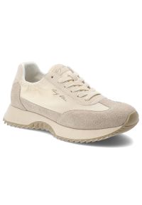 Big-Star - Sneakersy damskie Big Star, cholewka ze skóry naturalnej z klasycznym sznurowaniem i płaską podeszwą, beżowe, TT274512. Okazja: na co dzień. Zapięcie: sznurówki. Kolor: beżowy. Materiał: skóra. Szerokość cholewki: normalna. Obcas: na płaskiej podeszwie #1