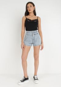 Born2be - Czarny Top Bawełniany Thelameia. Kolor: czarny. Materiał: bawełna. Długość rękawa: na ramiączkach. Wzór: gładki, koronka #3