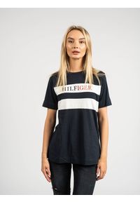 TOMMY HILFIGER - Tommy Hilfiger T-shirt | WW0WW25917 | Kobieta | Granatowy. Okazja: na co dzień. Kolor: niebieski. Materiał: bawełna. Wzór: nadruk. Styl: casual #5