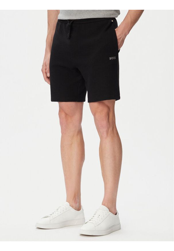 BOSS Szorty sportowe Waffle 50535884 Czarny Regular Fit. Kolor: czarny. Materiał: syntetyk. Styl: sportowy