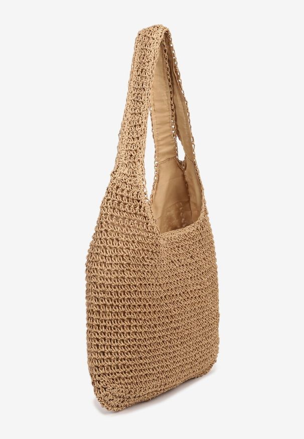 Born2be - Ciemnobeżowa Pleciona Torebka Shopperka z Dwoma Rączkami Felairis. Kolor: beżowy. Styl: klasyczny, casual, elegancki, biznesowy
